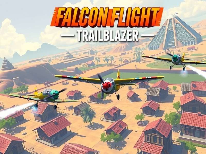 Falcon Flight Trailblazer Game Cover - Desi Aerial Adventure Over Indian Landscapes
